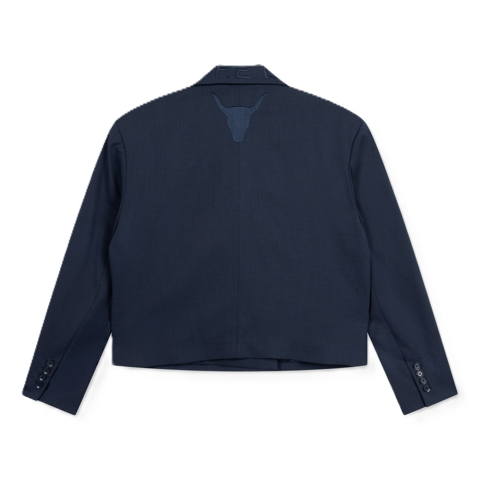 Ladies Woven Double Breasted Blazer Donker Blauw Ladies Woven Double Breasted Blazer Donker Blauw