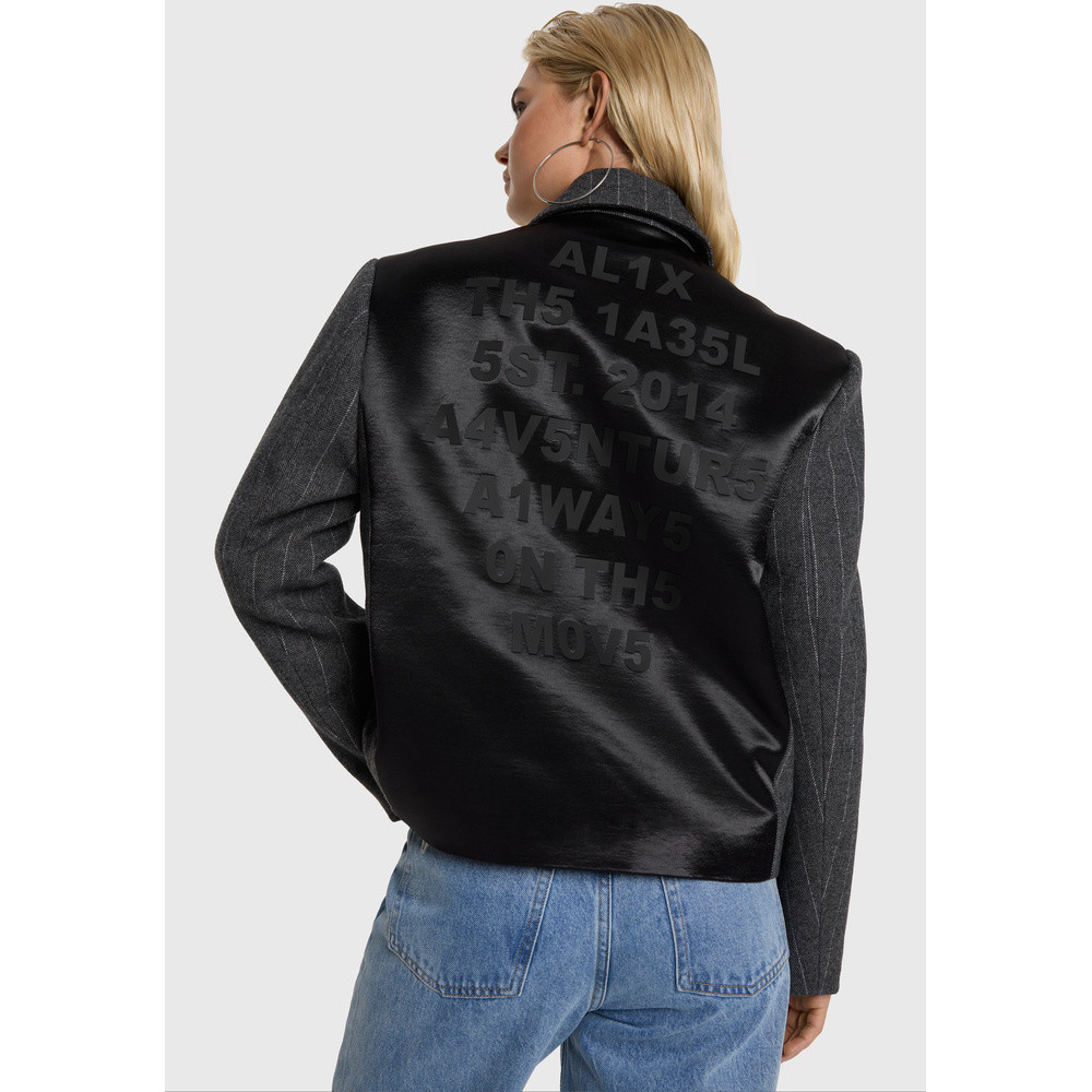 Ladies Woven Striped Cropped Jacket Antraciet Ladies Woven Striped Cropped Jacket Antraciet