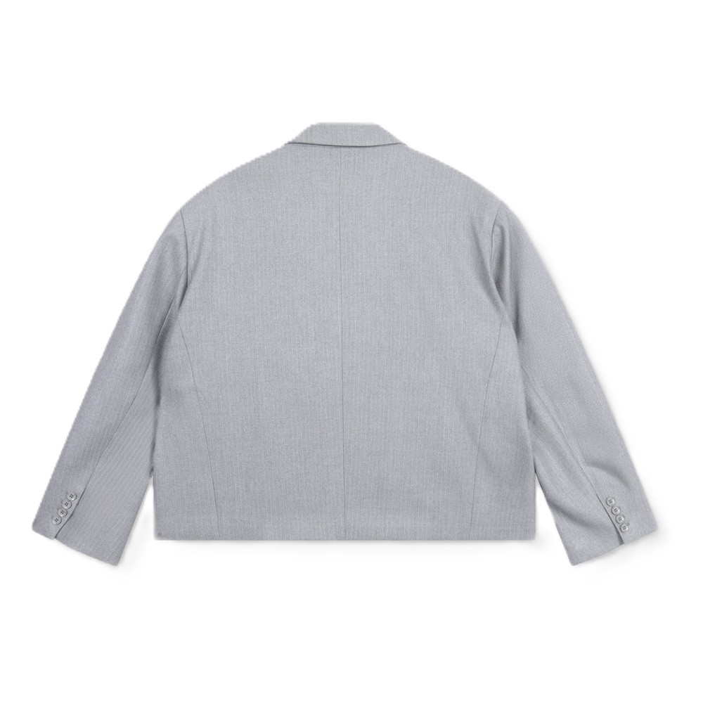 Ladies Woven Coated Herringbone Blazer Grijs Ladies Woven Coated Herringbone Blazer Grijs