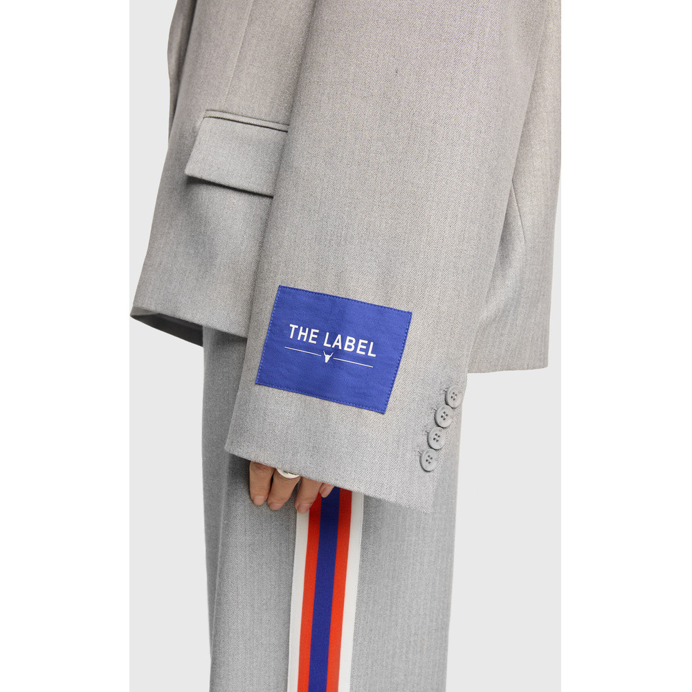 Ladies Woven Coated Herringbone Blazer Grijs Ladies Woven Coated Herringbone Blazer Grijs