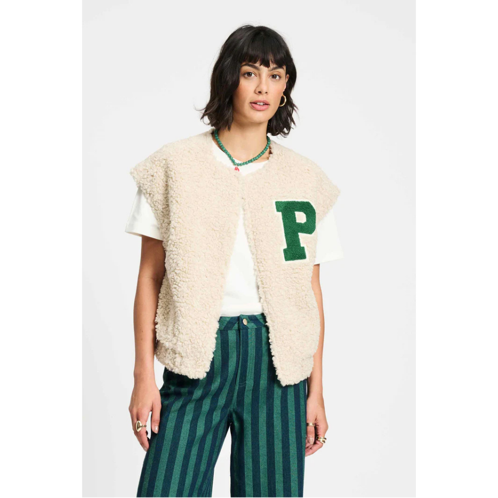 GILET - Teddy Baseball Ecru Ecru GILET - Teddy Baseball Ecru Ecru