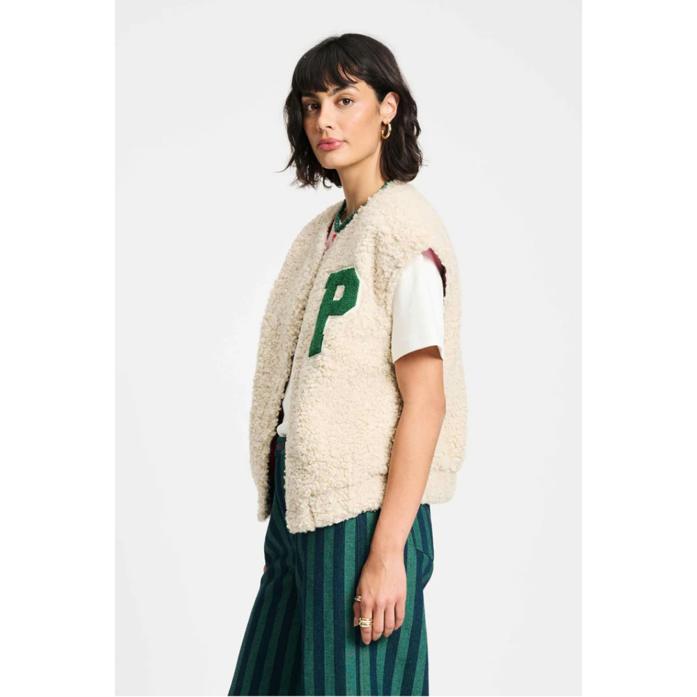 GILET - Teddy Baseball Ecru Ecru GILET - Teddy Baseball Ecru Ecru