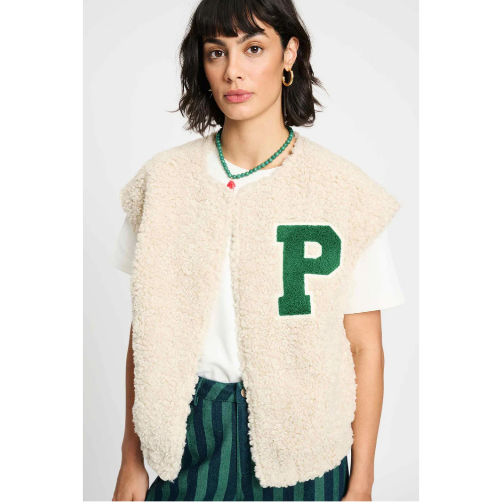 GILET - Teddy Baseball Ecru Ecru GILET - Teddy Baseball Ecru Ecru