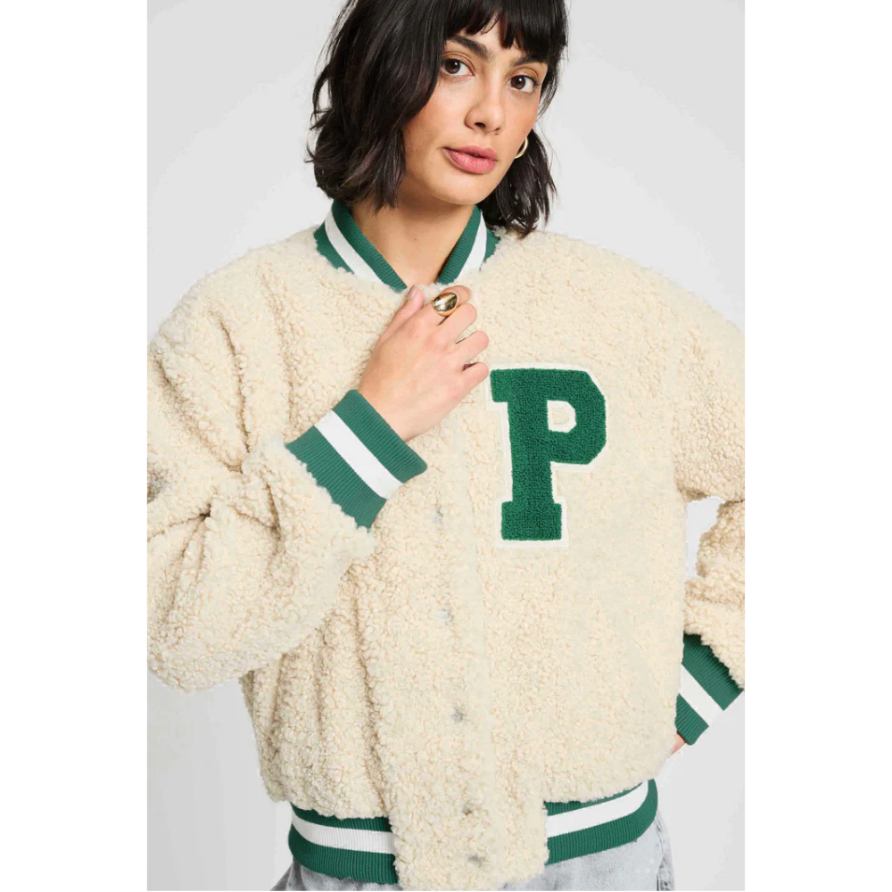JACKET - Teddy Baseball Ecru Ecru JACKET - Teddy Baseball Ecru Ecru