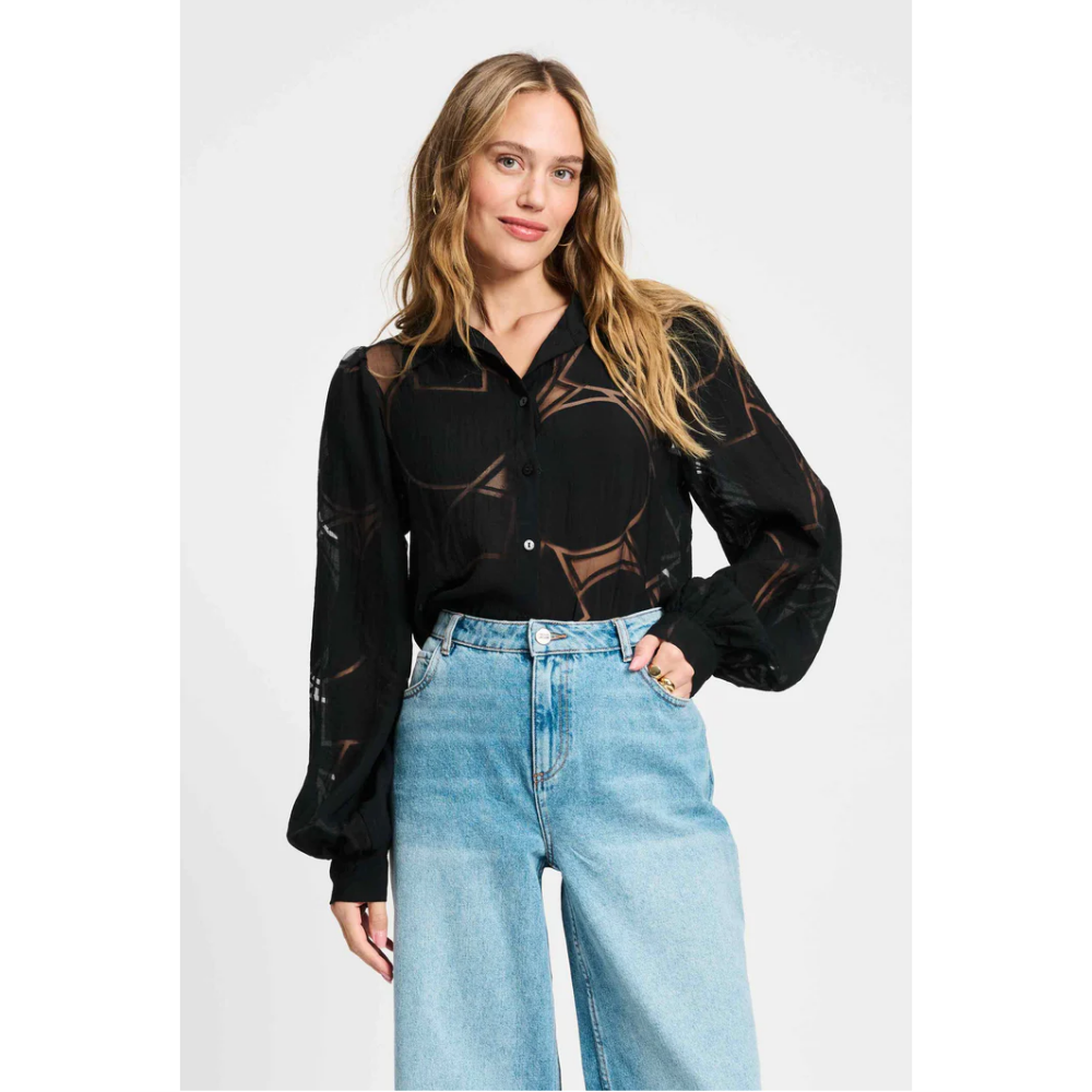 BLOUSE - Graphite Black Zwart 1 BLOUSE - Graphite Black Zwart 1