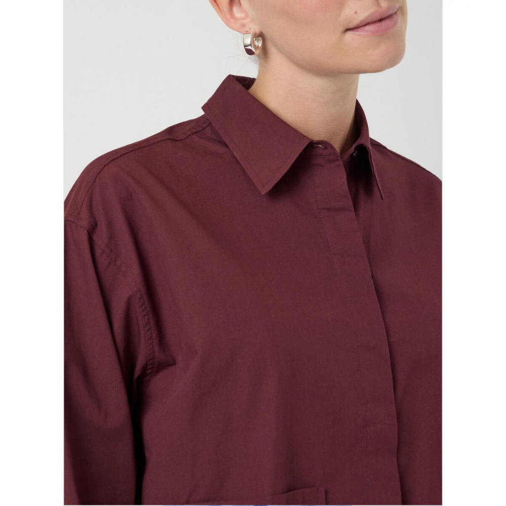 YASLEE LS SHORT SHIRT S. NOOS Bordeaux YASLEE LS SHORT SHIRT S. NOOS Bordeaux