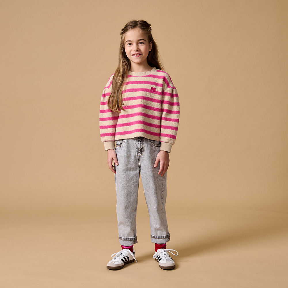 Teddy Sweater Striped Roze Teddy Sweater Striped Roze