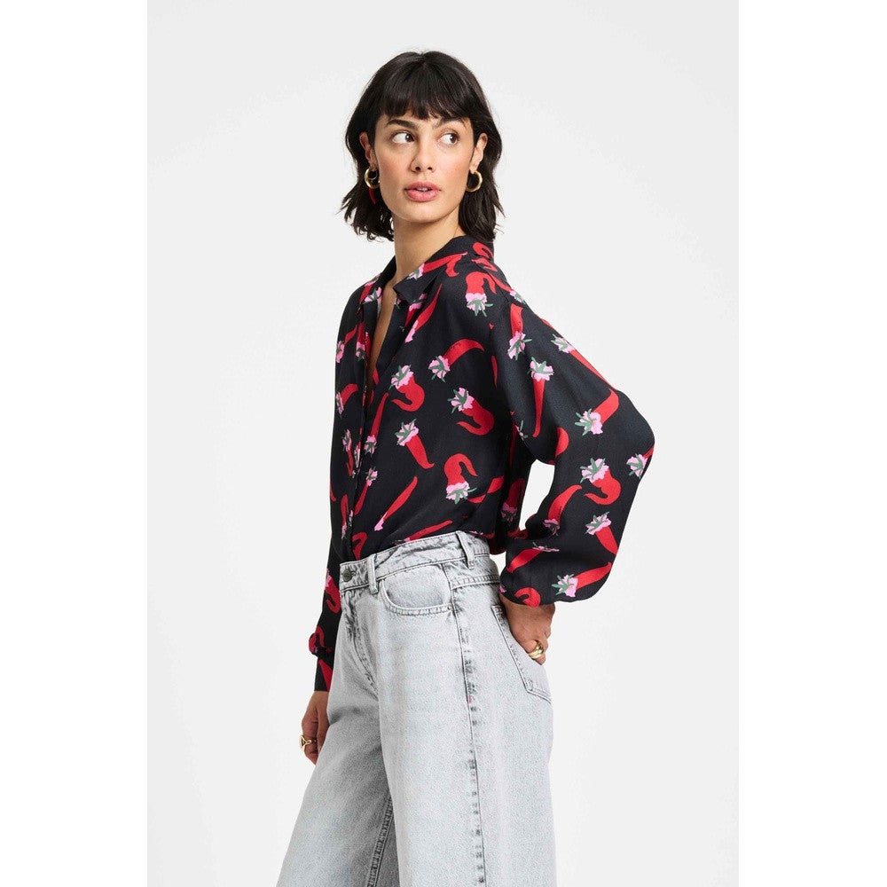 BLOUSE - Violet Pepper Garden Zwart 1 BLOUSE - Violet Pepper Garden Zwart 1