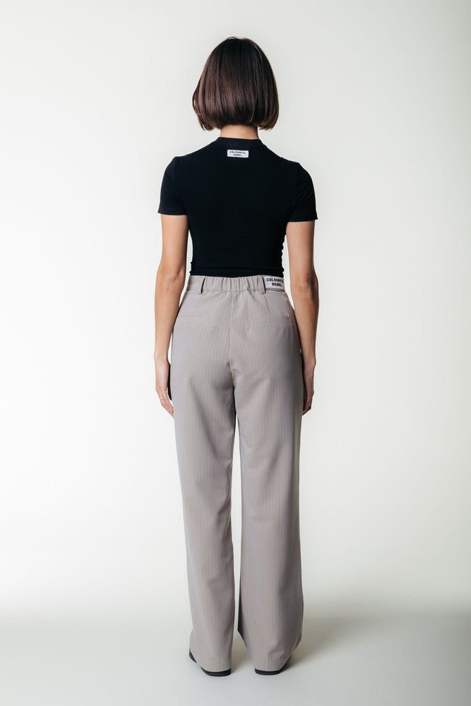 Rus Pinstripe Straight Pants Beige Rus Pinstripe Straight Pants Beige