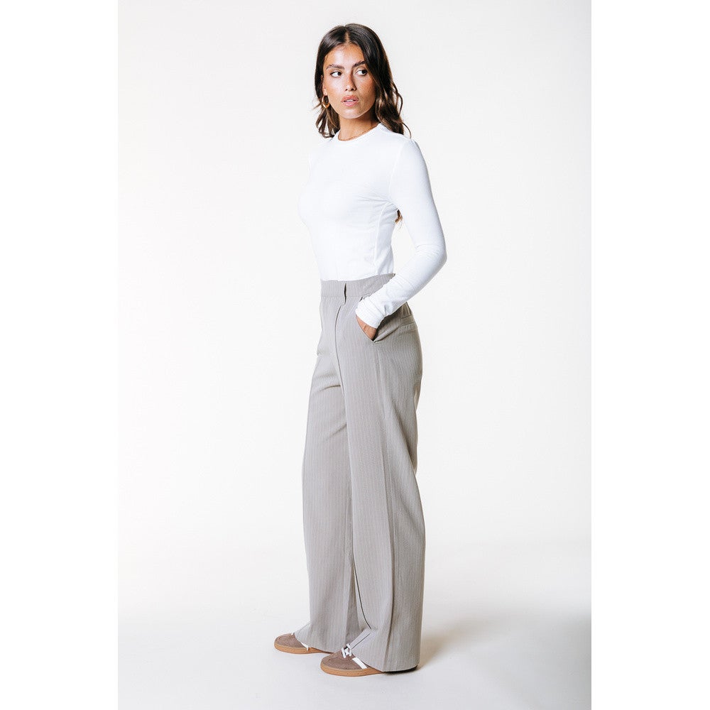 Rus Pinstripe Straight Pants Beige Rus Pinstripe Straight Pants Beige