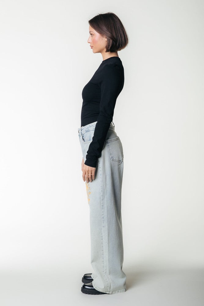 Gaias CR High Rise Straight Leg Denim Pants Blauw Gaias CR High Rise Straight Leg Denim Pants Blauw