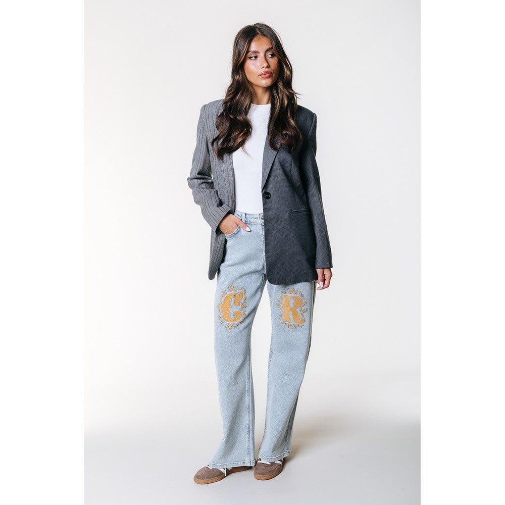 Gaias CR High Rise Straight Leg Denim Pants Blauw Gaias CR High Rise Straight Leg Denim Pants Blauw