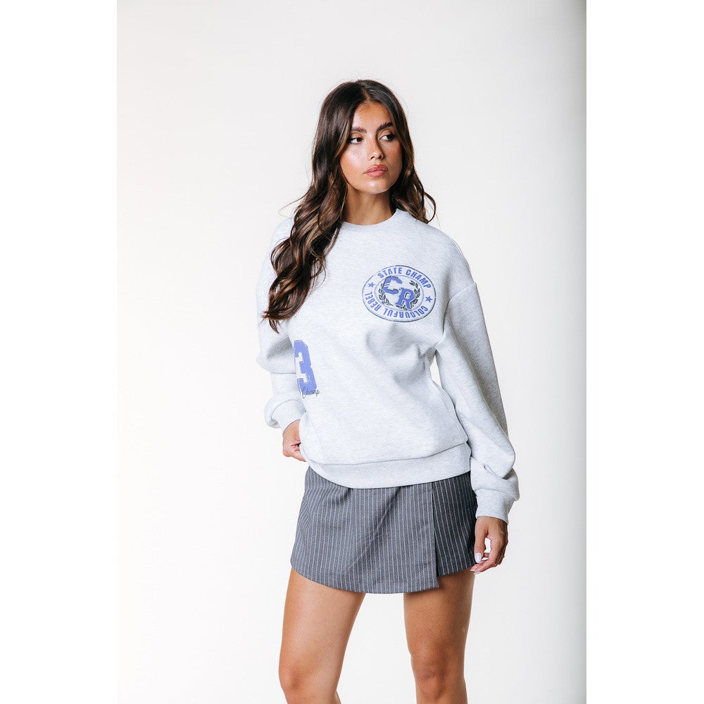 State Champ 23 Dropped Shoulder Sweat Grijs State Champ 23 Dropped Shoulder Sweat Grijs