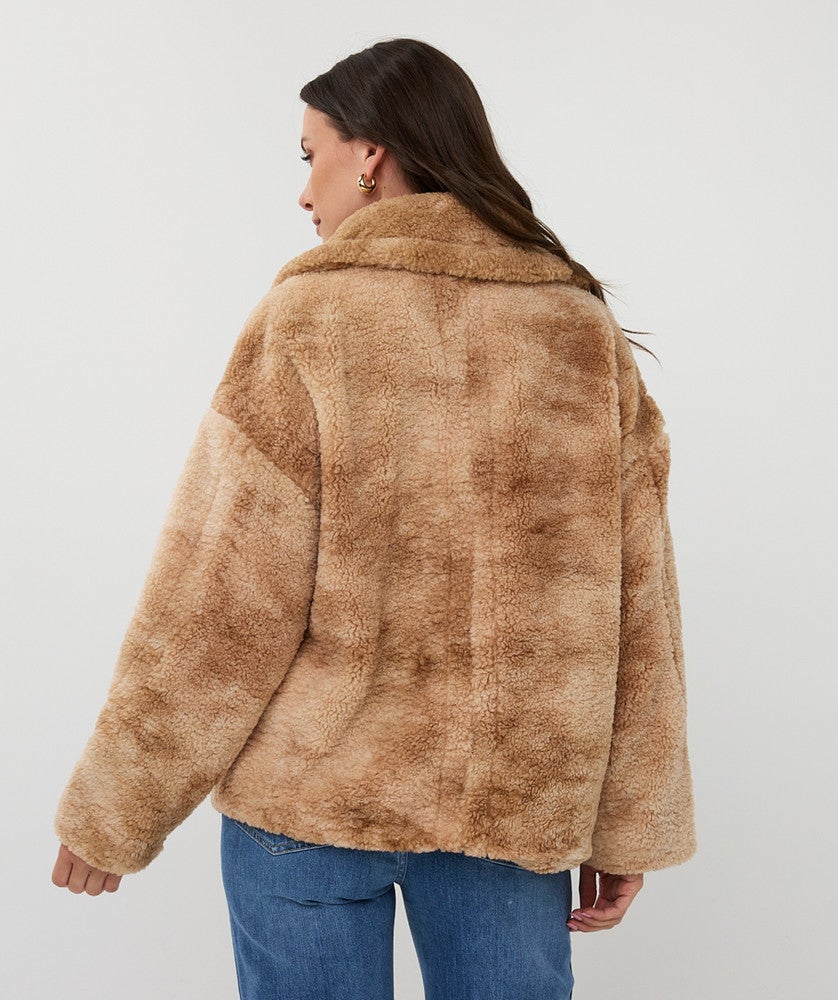 Jacket melange double breasted short Zand Jacket melange double breasted short Zand