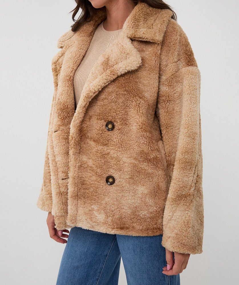 Jacket melange double breasted short Zand Jacket melange double breasted short Zand