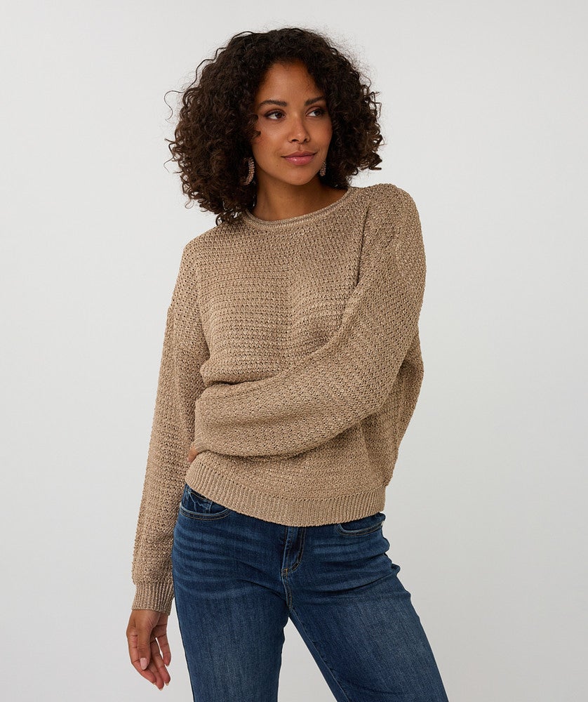 Sweater oversized lurex Beige Sweater oversized lurex Beige