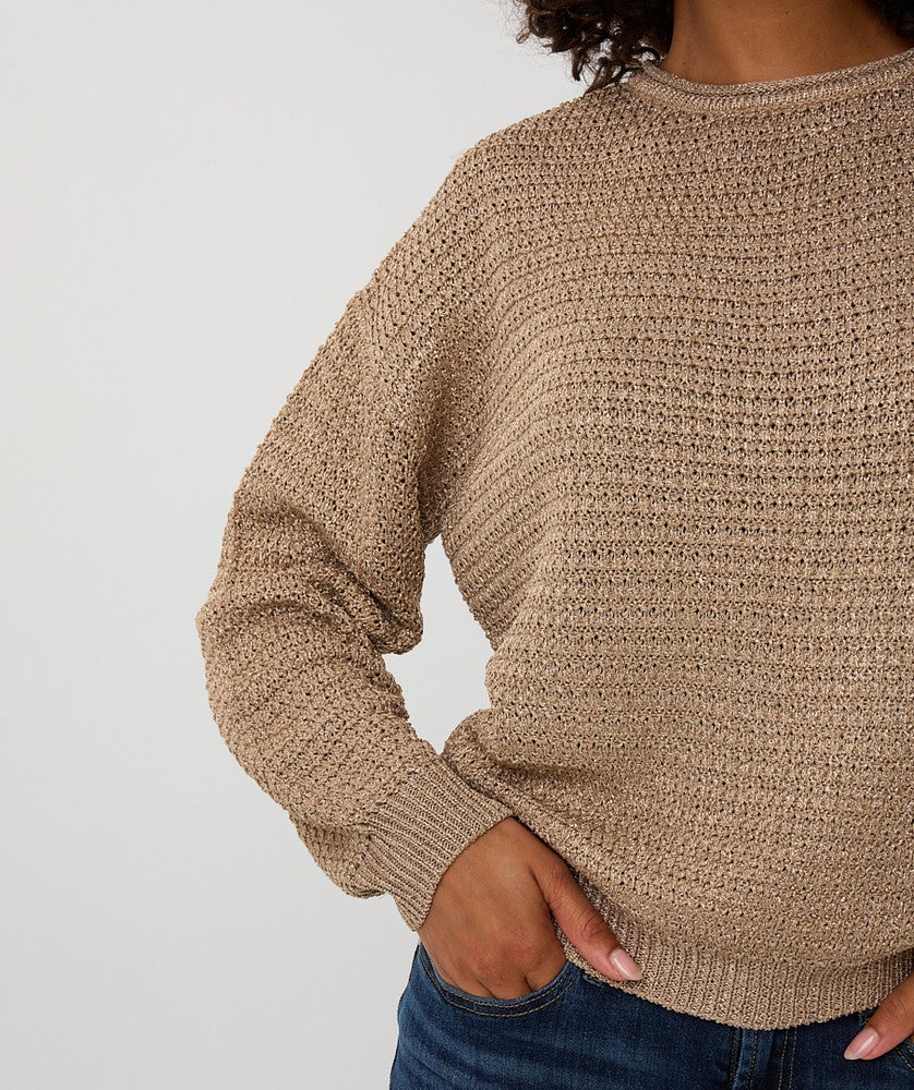 Sweater oversized lurex Beige Sweater oversized lurex Beige