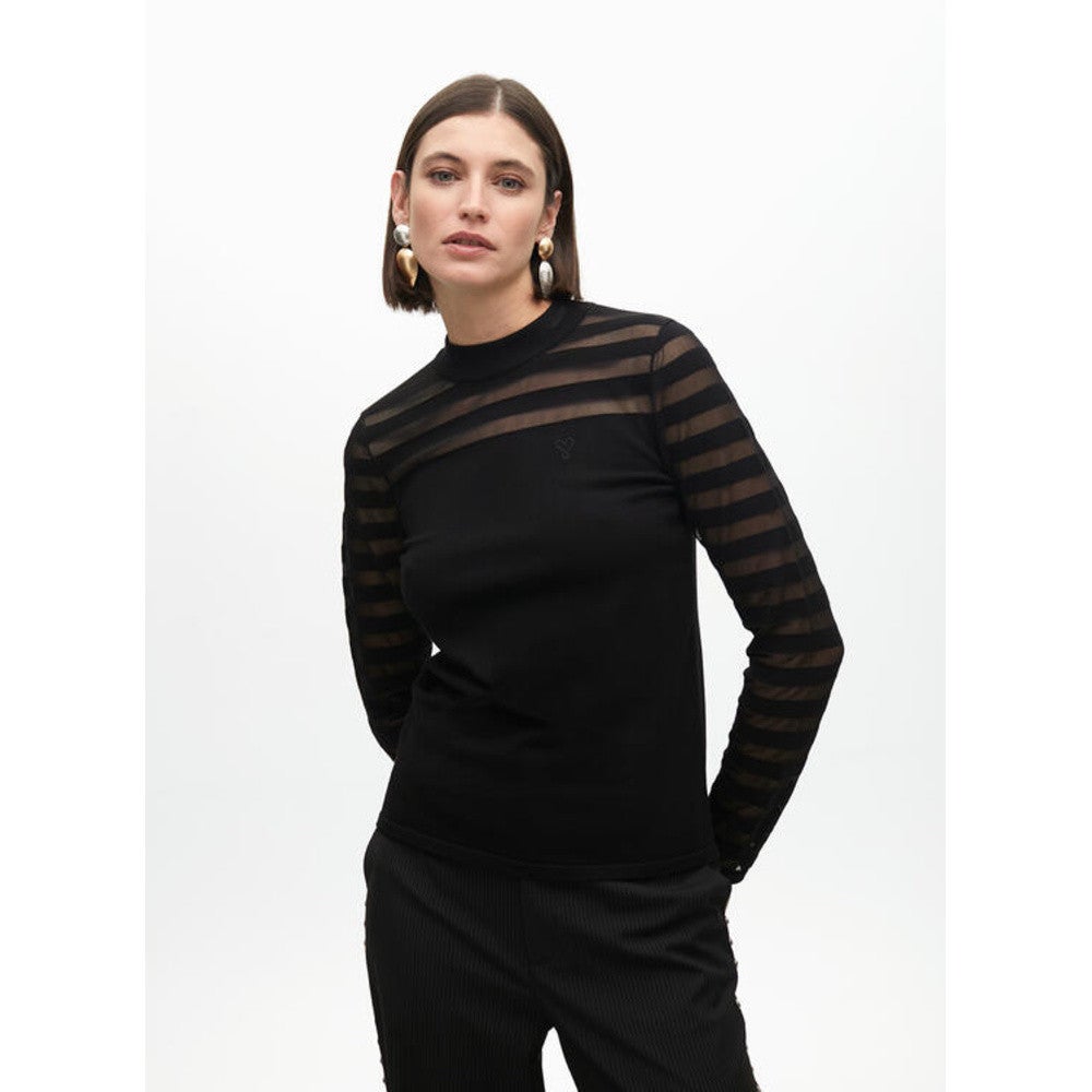 T-shirt met Meshstrepen Zwart 1 T-shirt met Meshstrepen Zwart 1