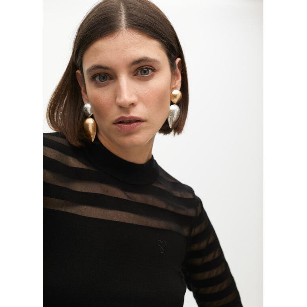 T-shirt met Meshstrepen Zwart 1 T-shirt met Meshstrepen Zwart 1