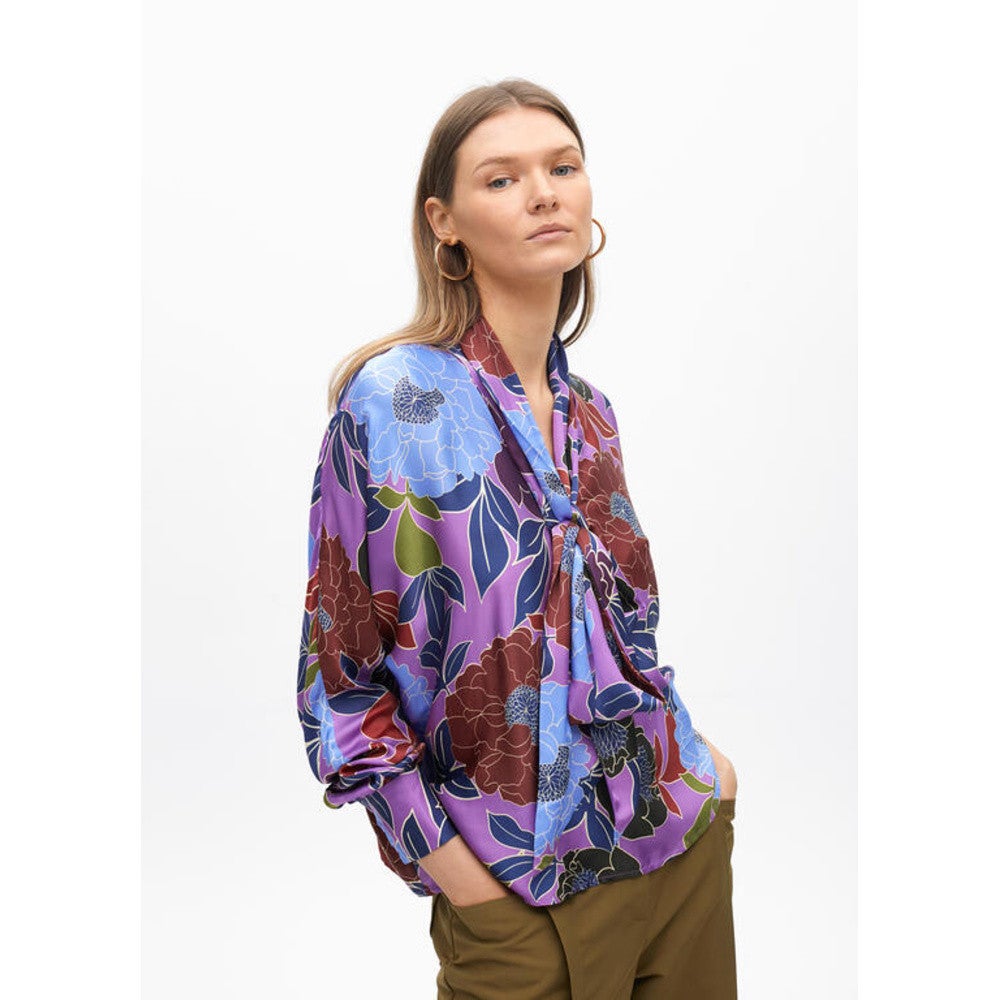 Bloemenpatroon Blouse Met Strikdetail Multi Bloemenpatroon Blouse Met Strikdetail Multi