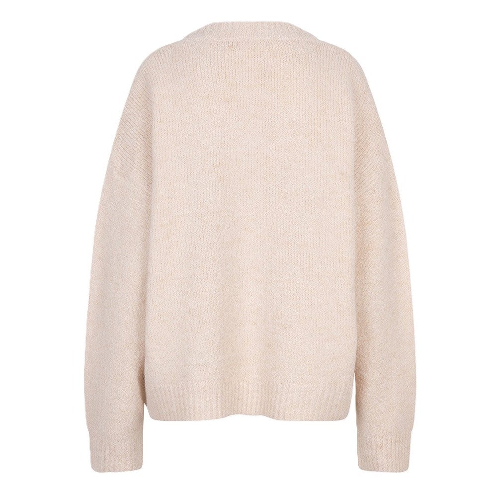 Sweater V-neck brooch Beige Sweater V-neck brooch Beige