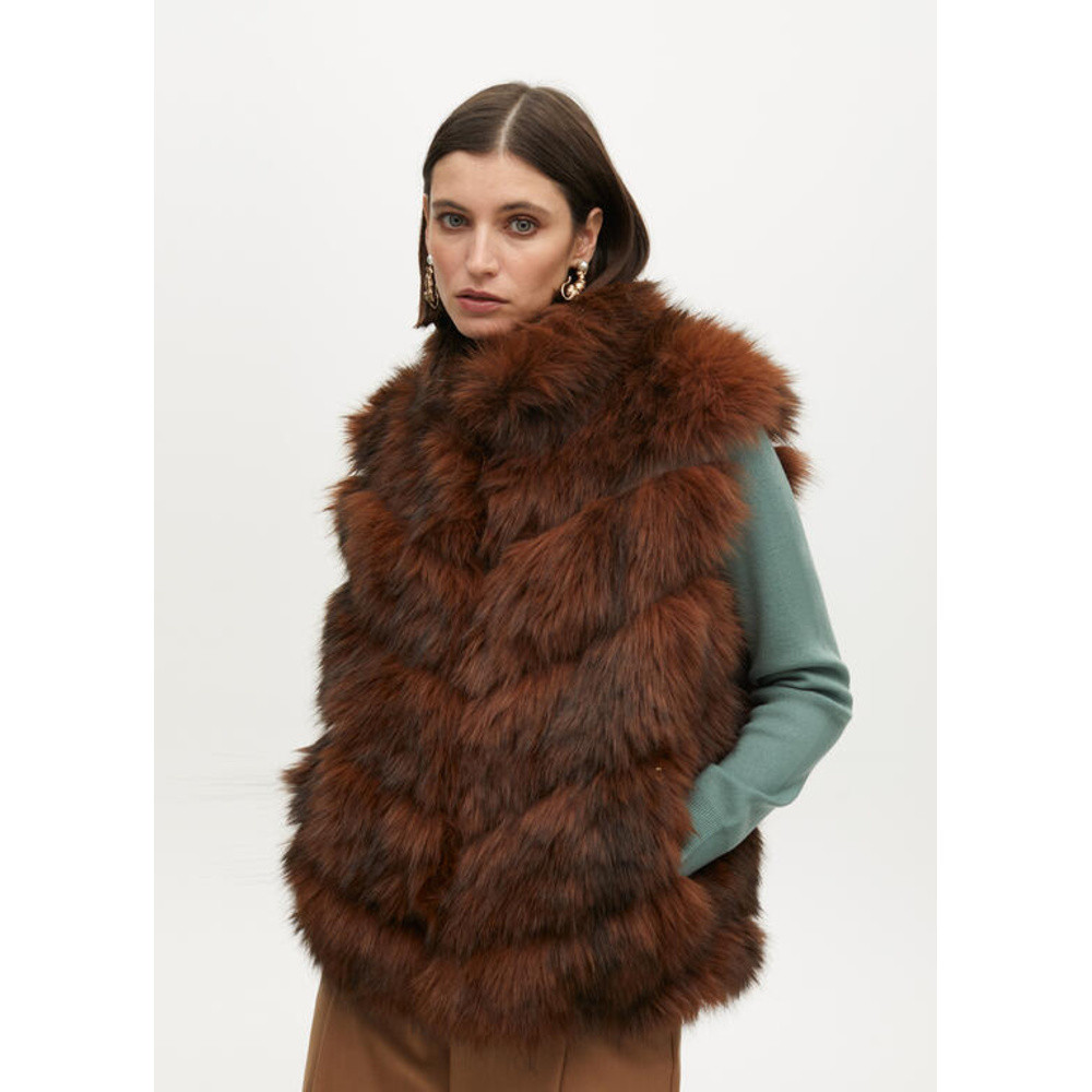 Faux Fur Bodywarmer Bruin 1 Faux Fur Bodywarmer Bruin 1