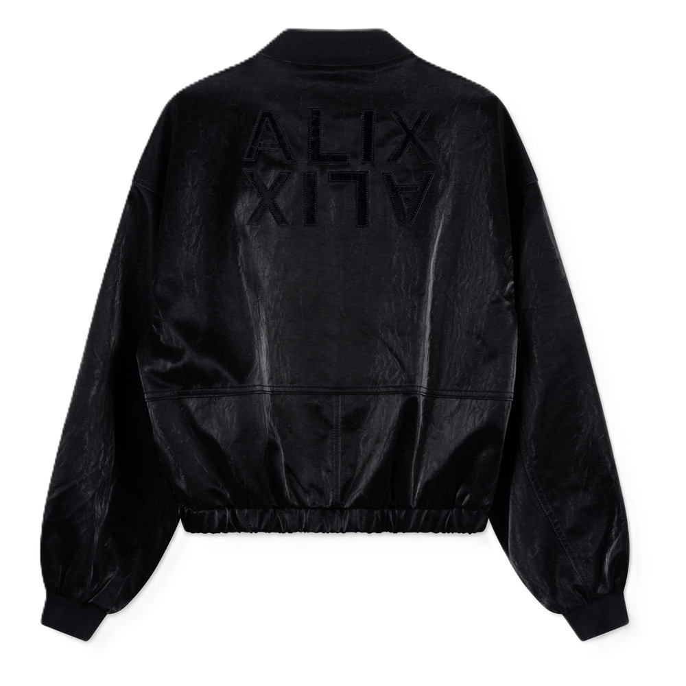 Ladies Woven Velvet Leather Bomber Zwart 1 Ladies Woven Velvet Leather Bomber Zwart 1