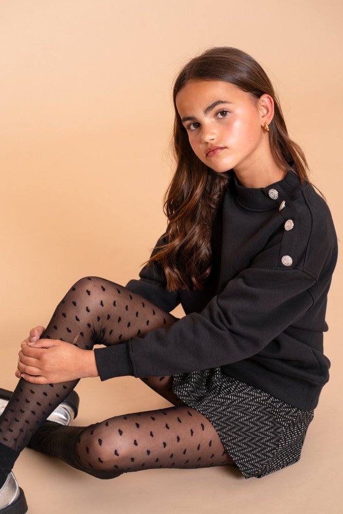 Sweater buttons at shoulder Zwart 1 Sweater buttons at shoulder Zwart 1