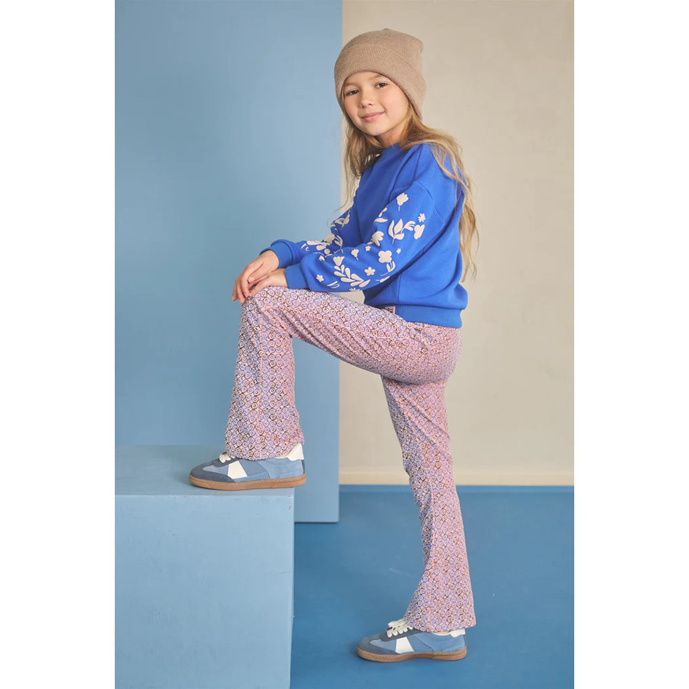 Sady AOP Rib Jersey Flared Pants Blauw Sady AOP Rib Jersey Flared Pants Blauw