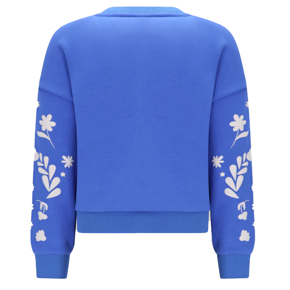 Konono Furry Sweat with Sleeveprint Blauw Konono Furry Sweat with Sleeveprint Blauw