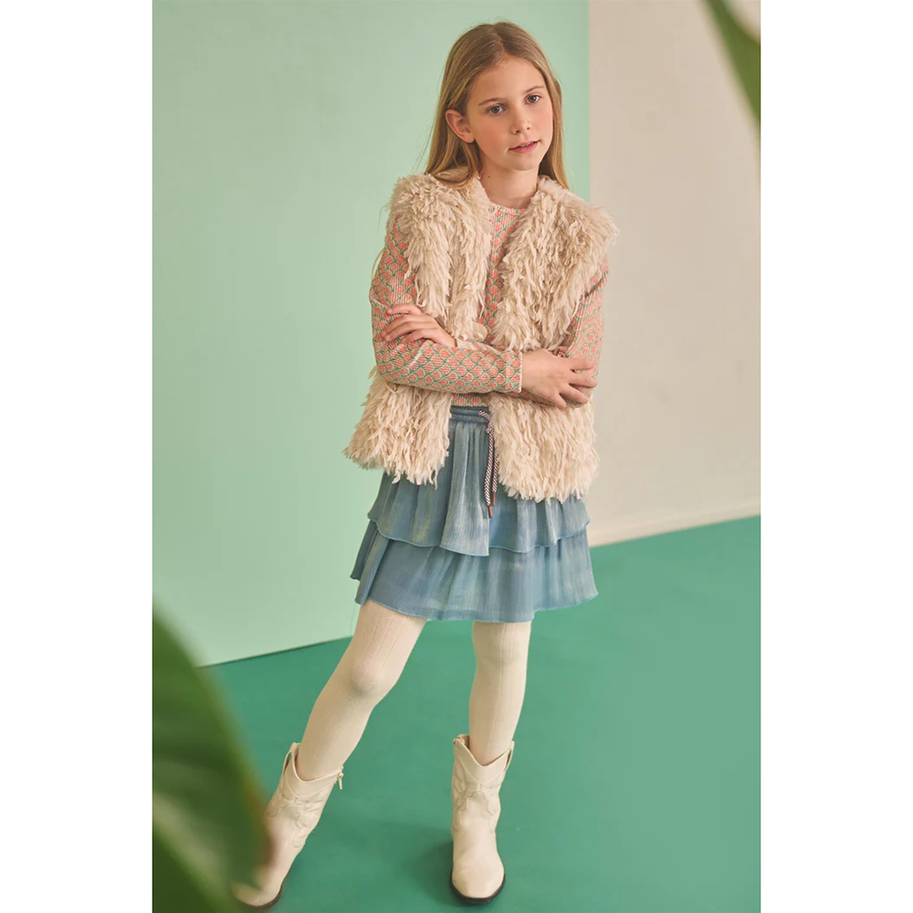 Kath Long Hair Fur Gilet Off White Kath Long Hair Fur Gilet Off White