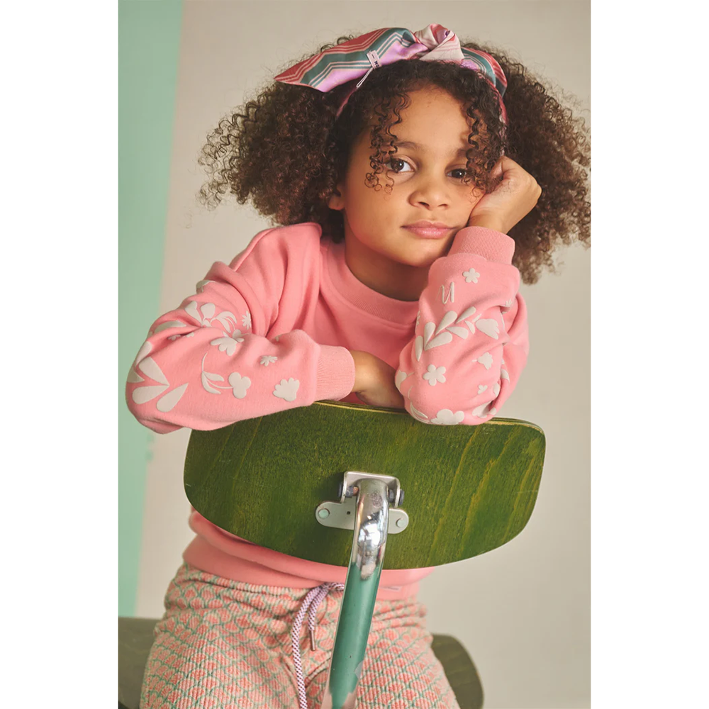 Konono Furry Sweat with Sleeveprint Roze Konono Furry Sweat with Sleeveprint Roze