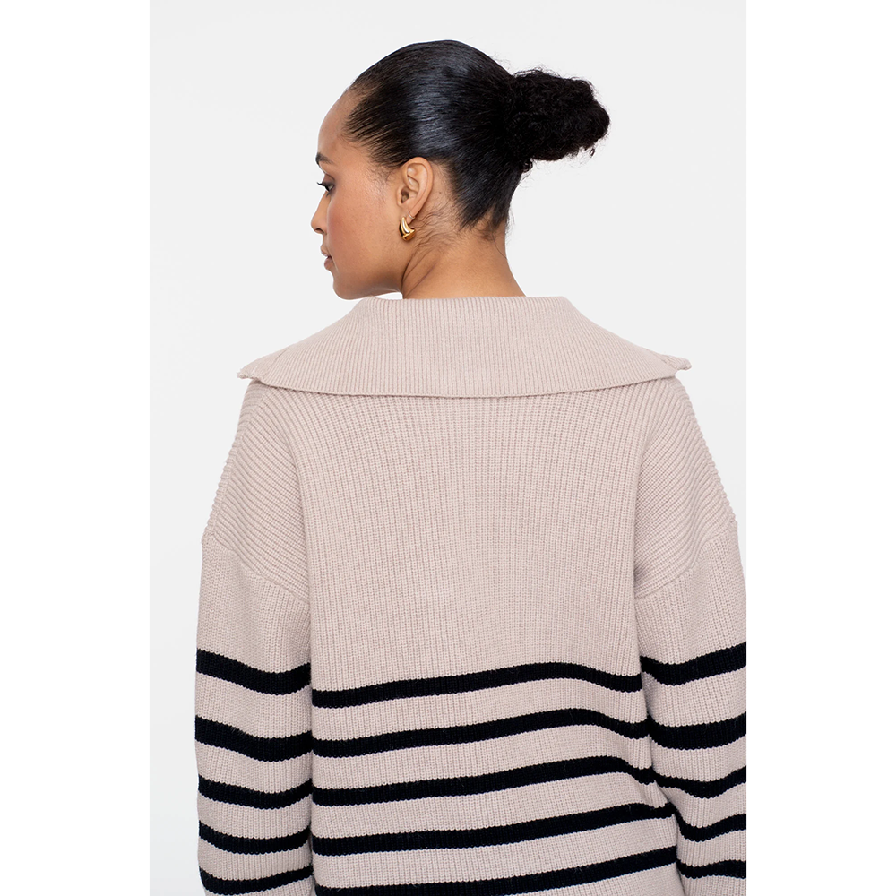 Pullover zip striped Zand Pullover zip striped Zand
