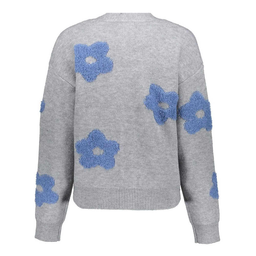 Oversized Vest Met Bloemenmotief Grijs Oversized Vest Met Bloemenmotief Grijs