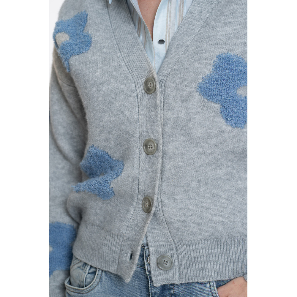 Oversized Vest Met Bloemenmotief Grijs Oversized Vest Met Bloemenmotief Grijs