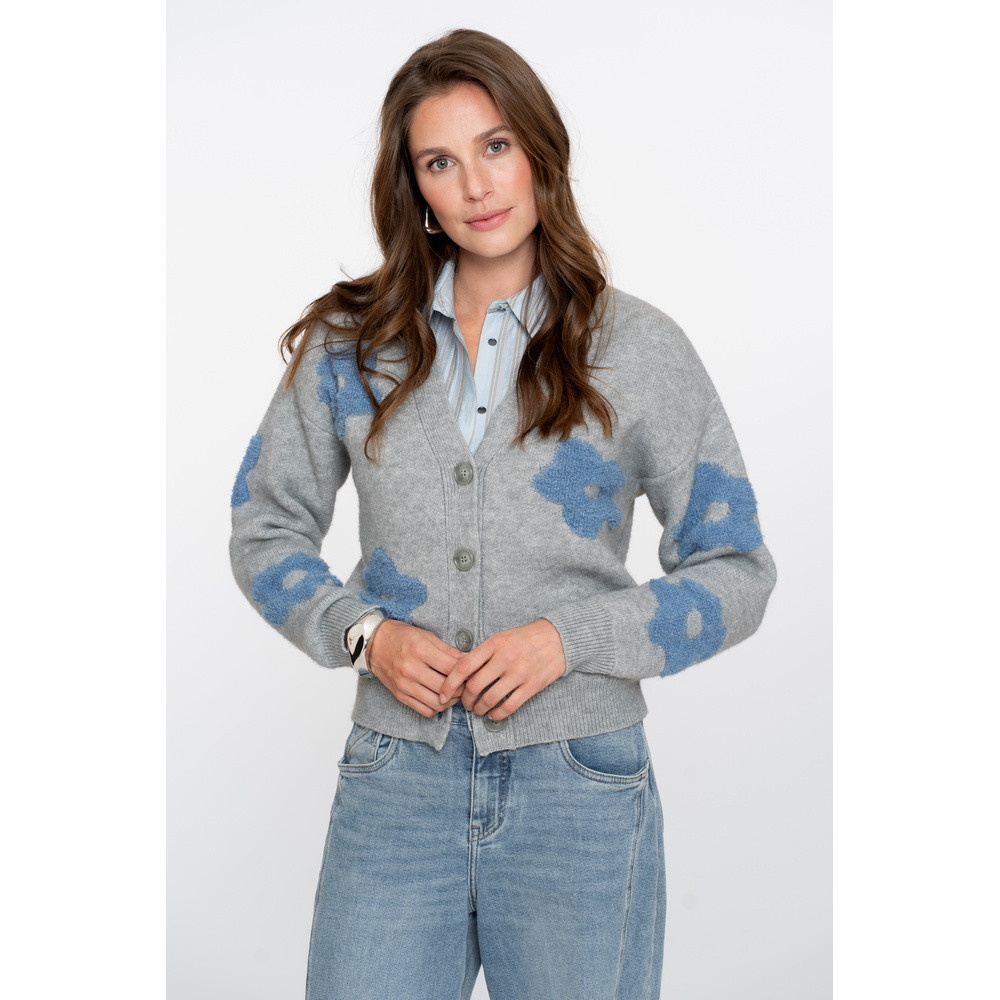 Oversized Vest Met Bloemenmotief Grijs Oversized Vest Met Bloemenmotief Grijs