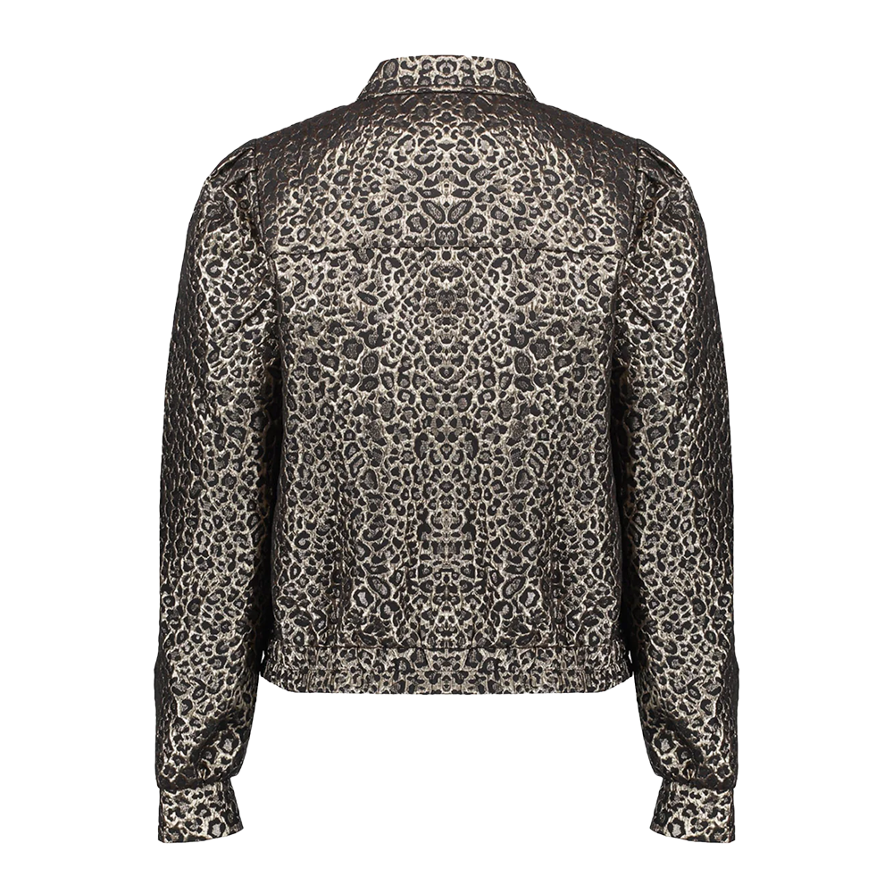 Boxy Jacket Met Panterprint en Goud Goud Boxy Jacket Met Panterprint en Goud Goud