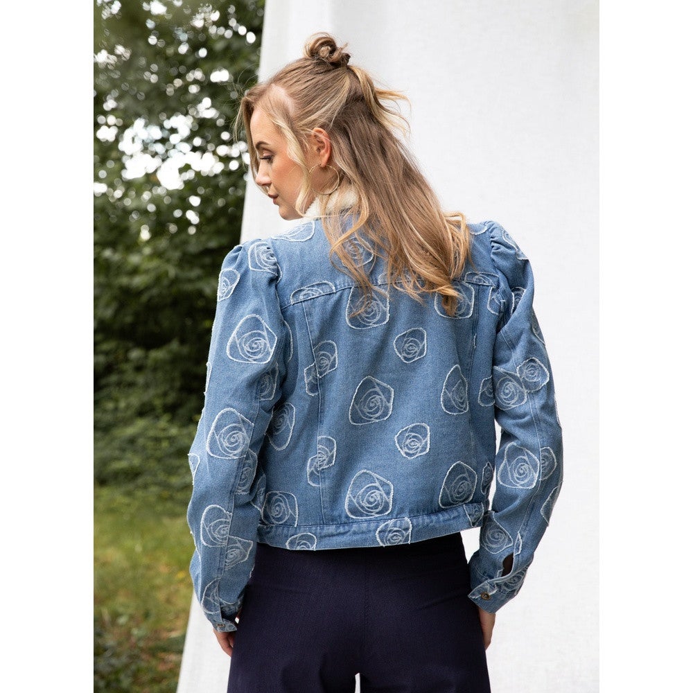 Nina Denim Jacquard Jacket Blauw Nina Denim Jacquard Jacket Blauw