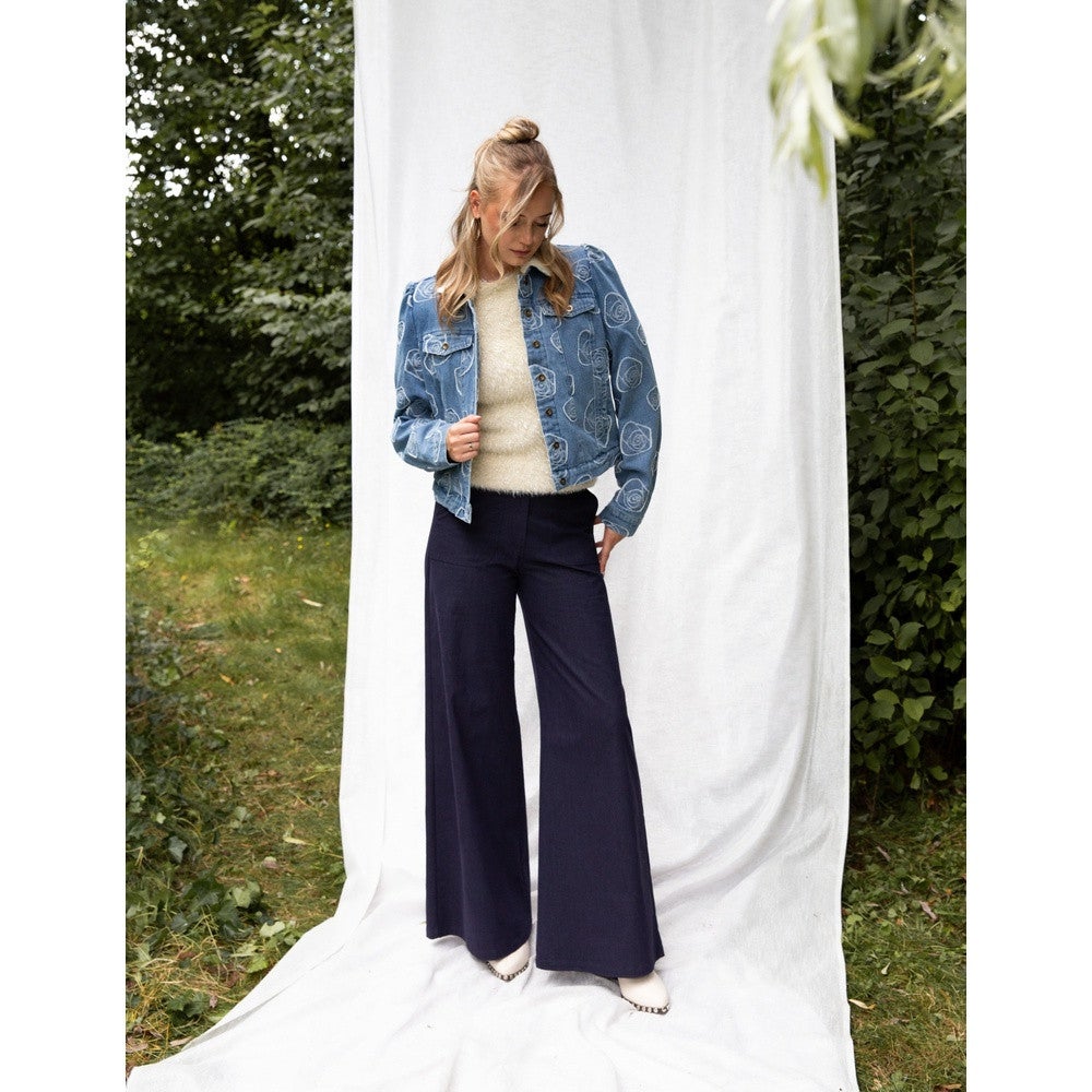 Nina Denim Jacquard Jacket Blauw Nina Denim Jacquard Jacket Blauw