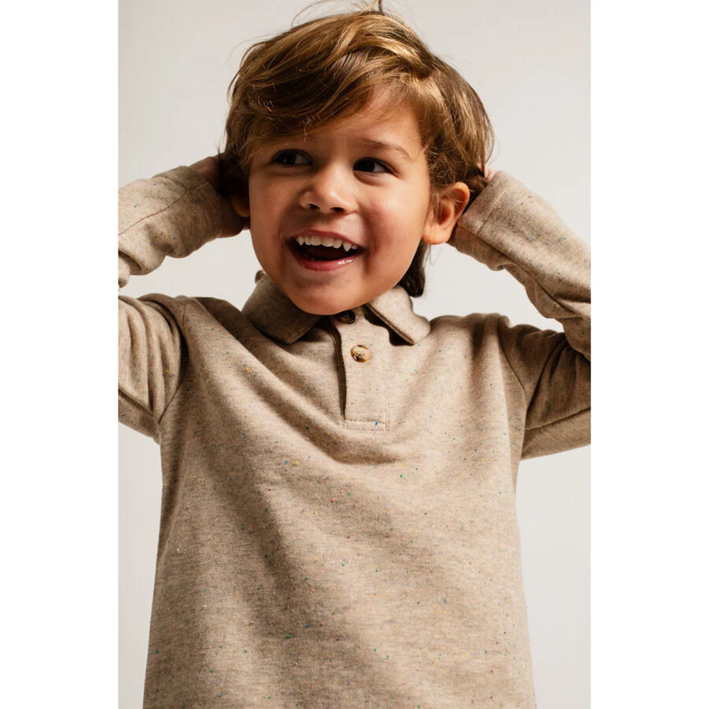 Denezy Longsleeve Polo Zand Denezy Longsleeve Polo Zand