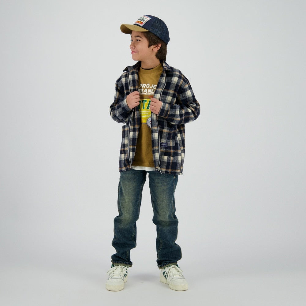 Leck Checked Shirt Zipper Donker Blauw Leck Checked Shirt Zipper Donker Blauw