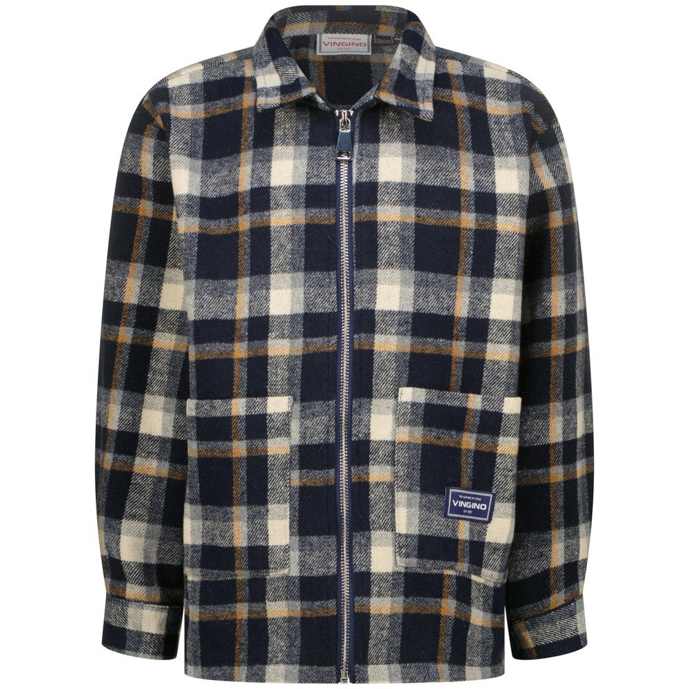 Leck Checked Shirt Zipper Donker Blauw Leck Checked Shirt Zipper Donker Blauw