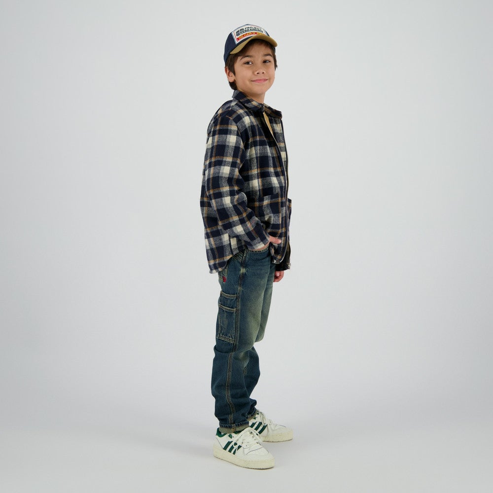 Leck Checked Shirt Zipper Donker Blauw Leck Checked Shirt Zipper Donker Blauw