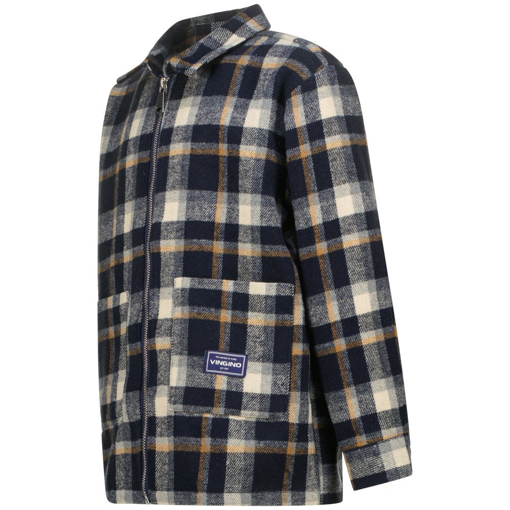 Leck Checked Shirt Zipper Donker Blauw Leck Checked Shirt Zipper Donker Blauw