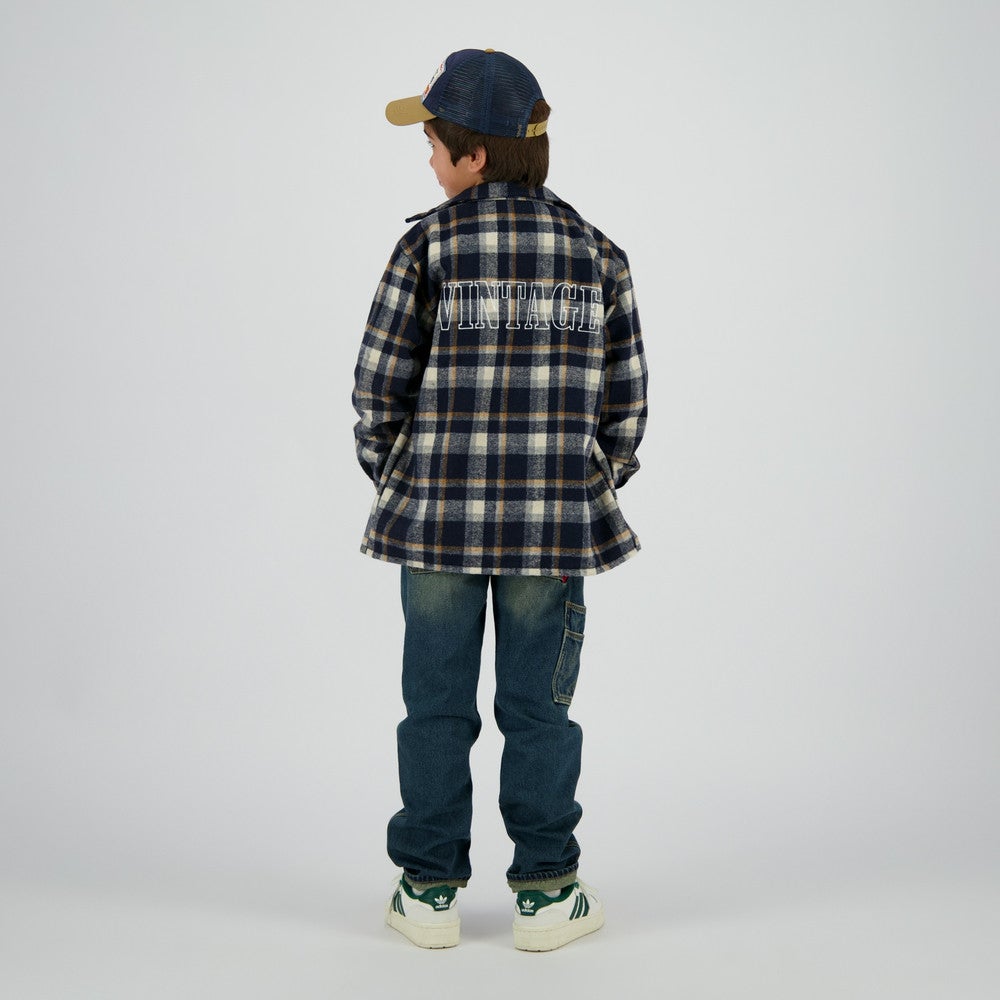 Leck Checked Shirt Zipper Donker Blauw Leck Checked Shirt Zipper Donker Blauw