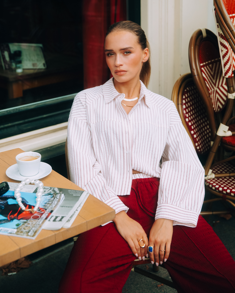 Ladies Woven Oversized Striped Blouse Sadie Wit 1 Ladies Woven Oversized Striped Blouse Sadie Wit 1