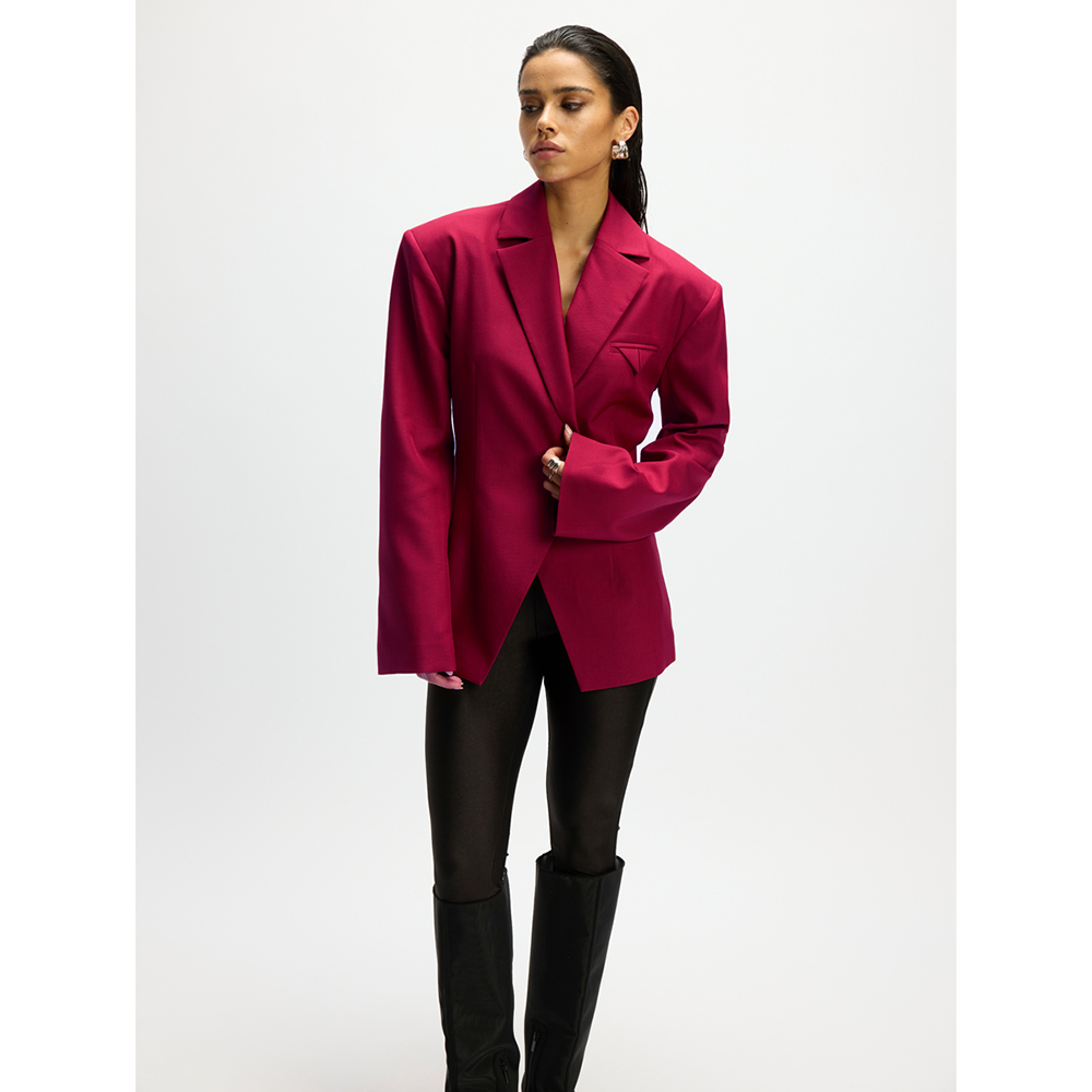 Ladies Woven Fitted Blazer Miley Bordeaux Ladies Woven Fitted Blazer Miley Bordeaux