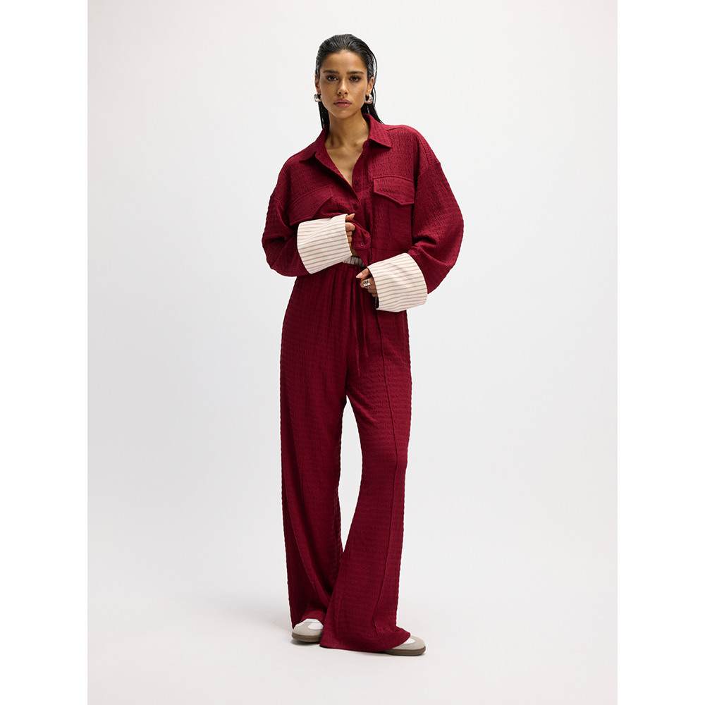 Ladies Knitted Relaxed Wide Pants Mara Bordeaux Ladies Knitted Relaxed Wide Pants Mara Bordeaux