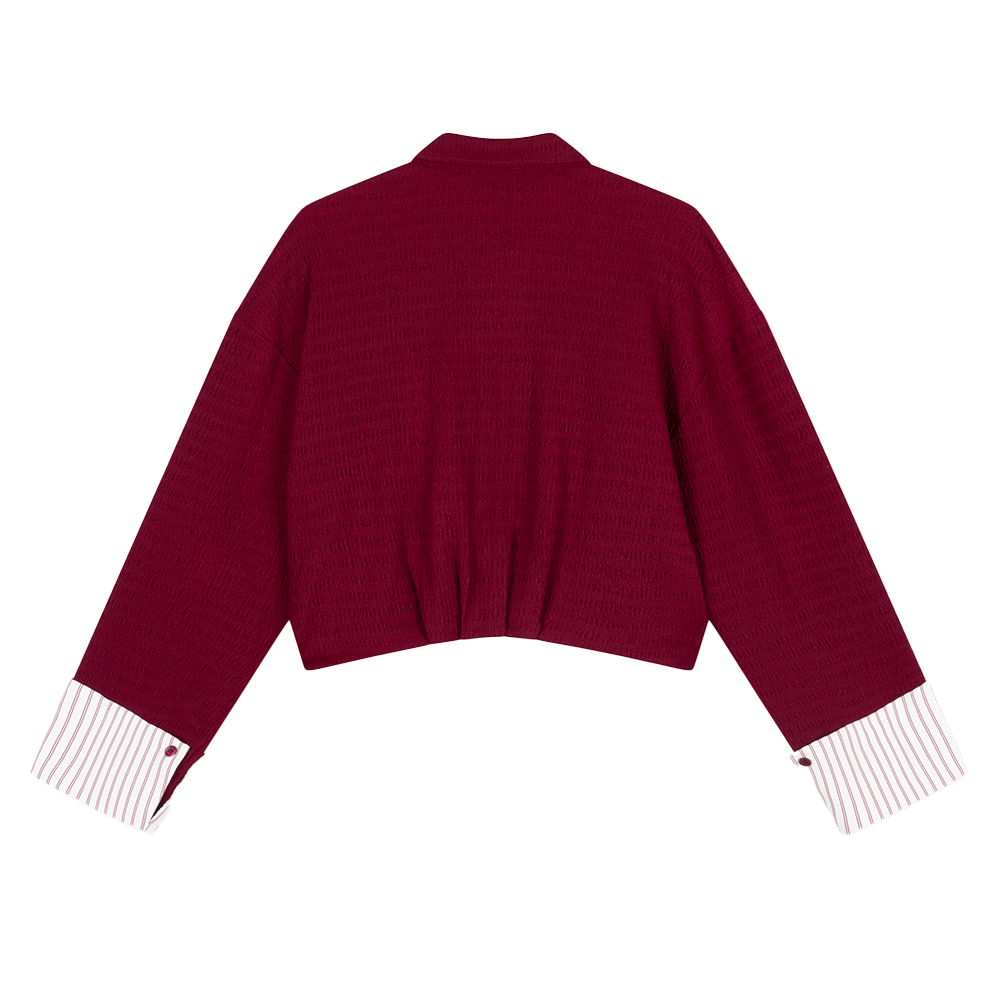 Ladies Knitted Relaxed Cropped Blouse Lyloe Bordeaux Ladies Knitted Relaxed Cropped Blouse Lyloe Bordeaux
