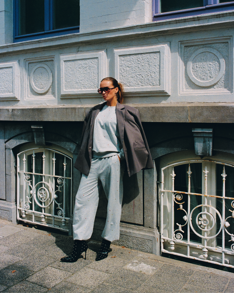 Ladies Woven Overlayed Blazer Adele Antraciet Ladies Woven Overlayed Blazer Adele Antraciet